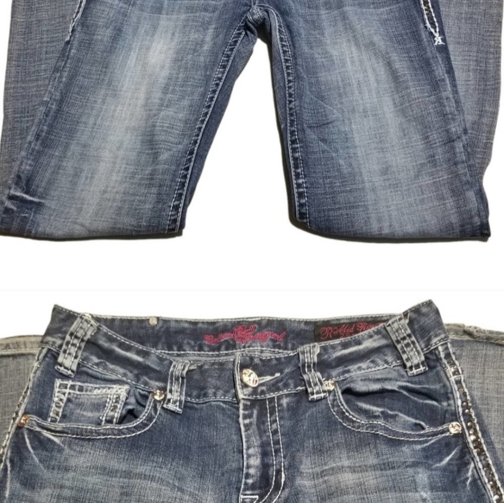 Rock & Roll Cowgirl Mid Rise Bootcut Riding Jeans 29 x 34